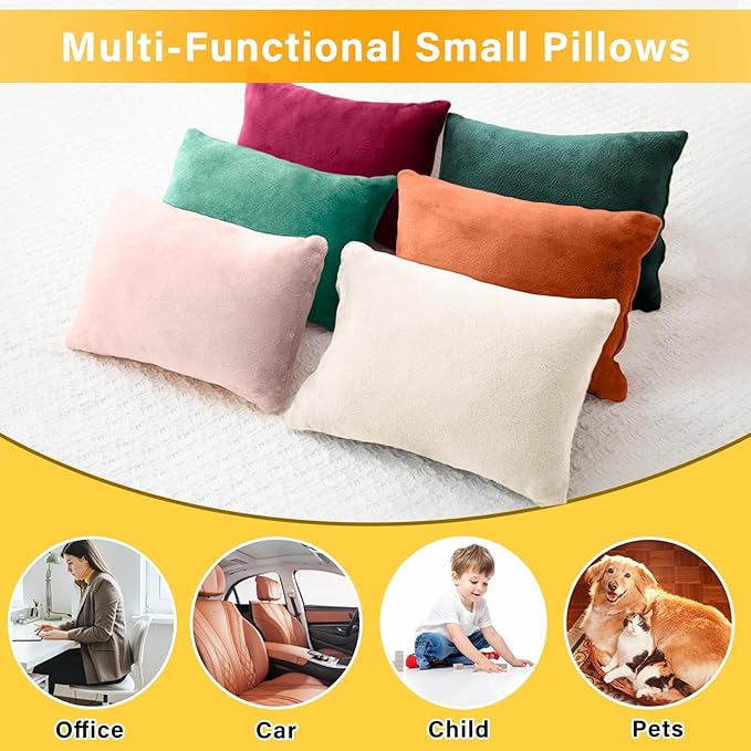 2 Pack Small Pillow, Memory Foam Mini Pillow 11 X 7 Inches for Travel, Sleeping, Nap and Neck, Knee, Lumbar Support, Tiny Cushion for Pet, Dogs (Burgundy)