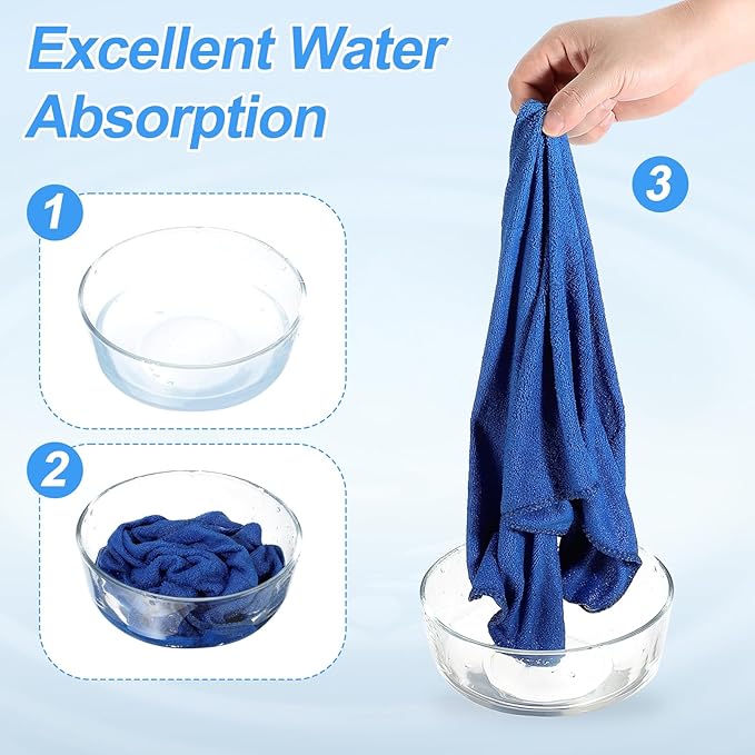 HARFINGTON 6 Pack Microfiber Cleaning Cloth, 10" x 10" Multi-Functional Cleaning Towels Reusable Absorbent Rags with Hook for Car Wash Kitchen Household Window Clean, Sapphire Blue