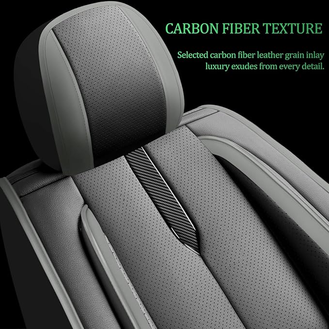 Fit Santa Fe Car Seat Covers (5 Seats) for Select Hyundai Santa Fe 2007-2025 2026 - Full Coverage Leather,Airbag Compatible, Waterproof & All Weather Seat Cushion Protector,Full Black-Grey