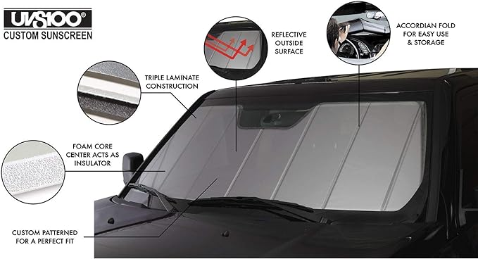 Covercraft UV10432SV Silver UVS 100 Custom Fit Sunscreen for Select Toyota Land Cruiser Models - Laminate Material, 1 Pack
