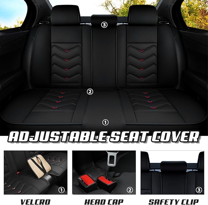 Car Seat Covers for Lexus ES 350 2007-2026, Premium Nappa Leather Car Seat Cover, Stylish Sport Seat Covers， Automobile Seat Cover Sets.(Luxury 2 Seats/Black Red)