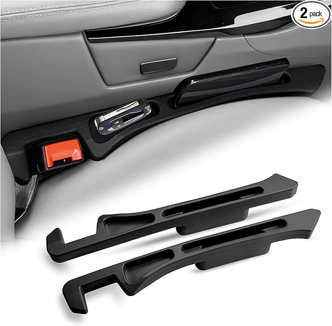 2PCS 2026 Upgraded Car Seat Gap Filler Organizer,Deepened 2-in-1 Car Gap Seat Filler with Storage Slots & Reserved Charging Hole,Universal in Between Cars Seats Catcher