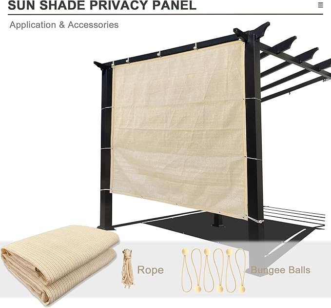 Sun Shade Privacy Panel with Grommets on 4 Sides for Patio, Awning, Window Cover, Pergola or Gazebo (Banha Beige, 10' x 8')