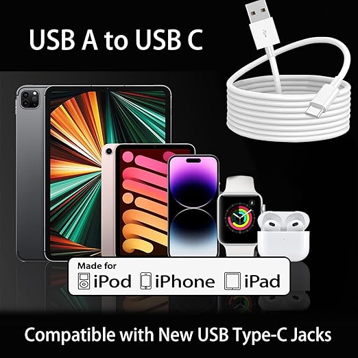 2 Pack 3.3Ft iPhone 15/16/17 CarPlay USB C Cable [MFi Certified] - USB-A to USB-C Car Charger Cord for iPhone 17 Air 16 16E 15 Pro Max Plus, iPad USB C Charging Wire for iPad/IPad Pro (White)