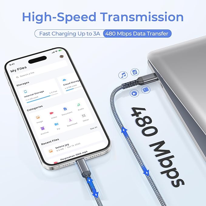 Basesailor for Apple iPhone 14 13 12 Pro Max Plus Charger Cable 3.3FT,USB Type C to Lightning Cord with USB A Adapter,Fast Charging Power Cord for iPhone 11 Mini XS XR X 8 7 6 SE, i Pad 8th 9th Gen