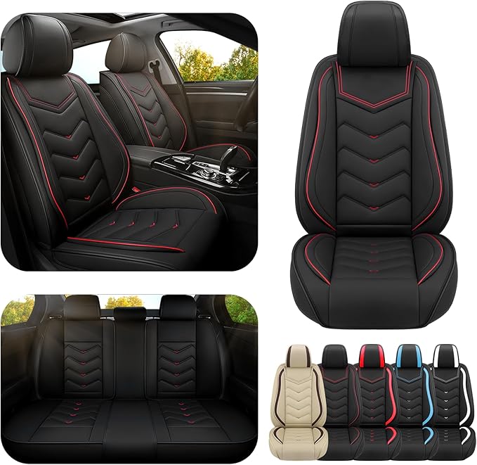 Car Seat Covers for VW Eos 2007-2016, Premium Nappa Leather Car Seat Cover, Stylish Sport Seat Covers， Automobile Seat Cover Sets.(Standard 5 Seats/Black)