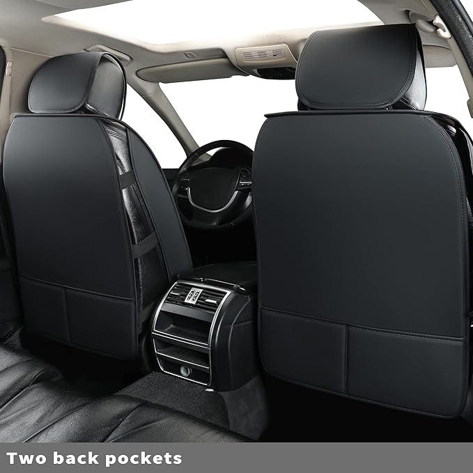 Car Seat Covers Front Pair,Universal Fit for Most Cars,SUV,Sedans and Pick-up Trucks,Automotive Faux Leather Vehicle Cushion Covers(Front Pair,Black/White)
