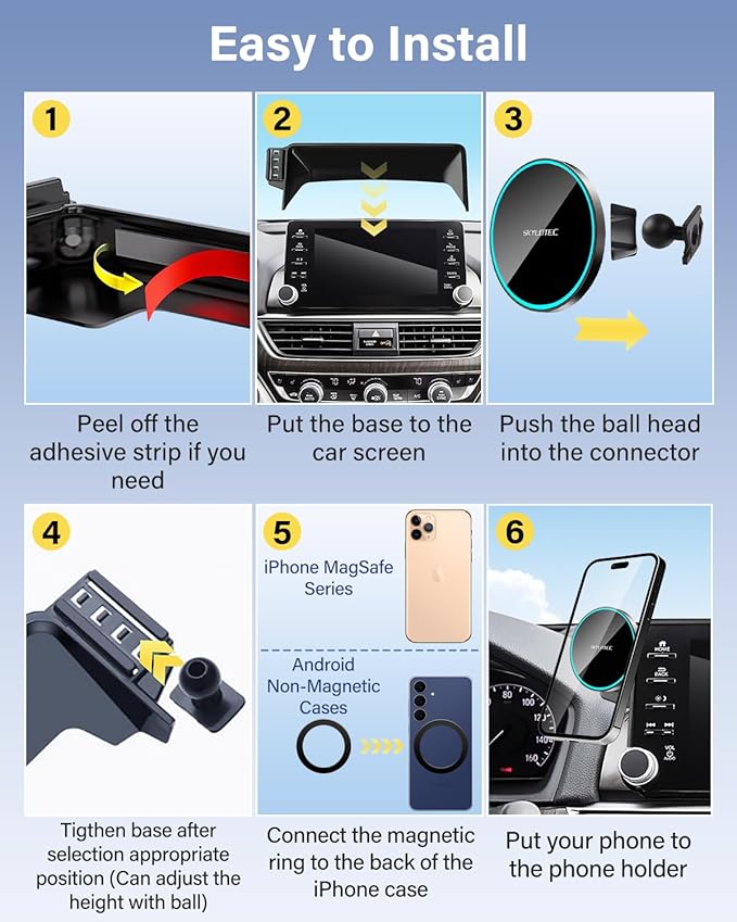 Phone Mount for Chevrolet Chevy Tahoe/Suburban/GMC Yukon 2021-2024 Accessories 10.2-inch Screen, Car Magnetic Phone Holder Compatible with MagSafe, Magnets Fast Wireless Charger Cell Phone Base