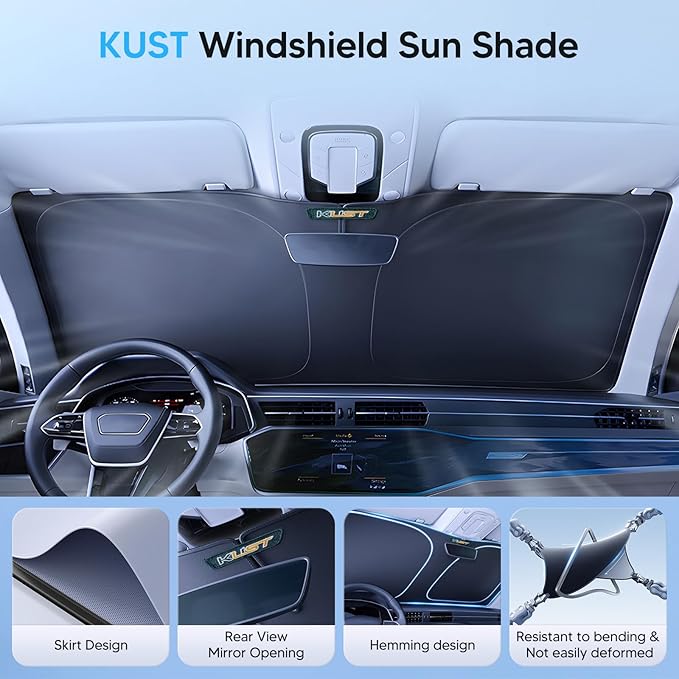 KUST Windshield Sun Shade for Cadillac CTS 2014-2019 Window Accessories Shade Sun Cover Foldable Block UV Rays Keep Car Cooler
