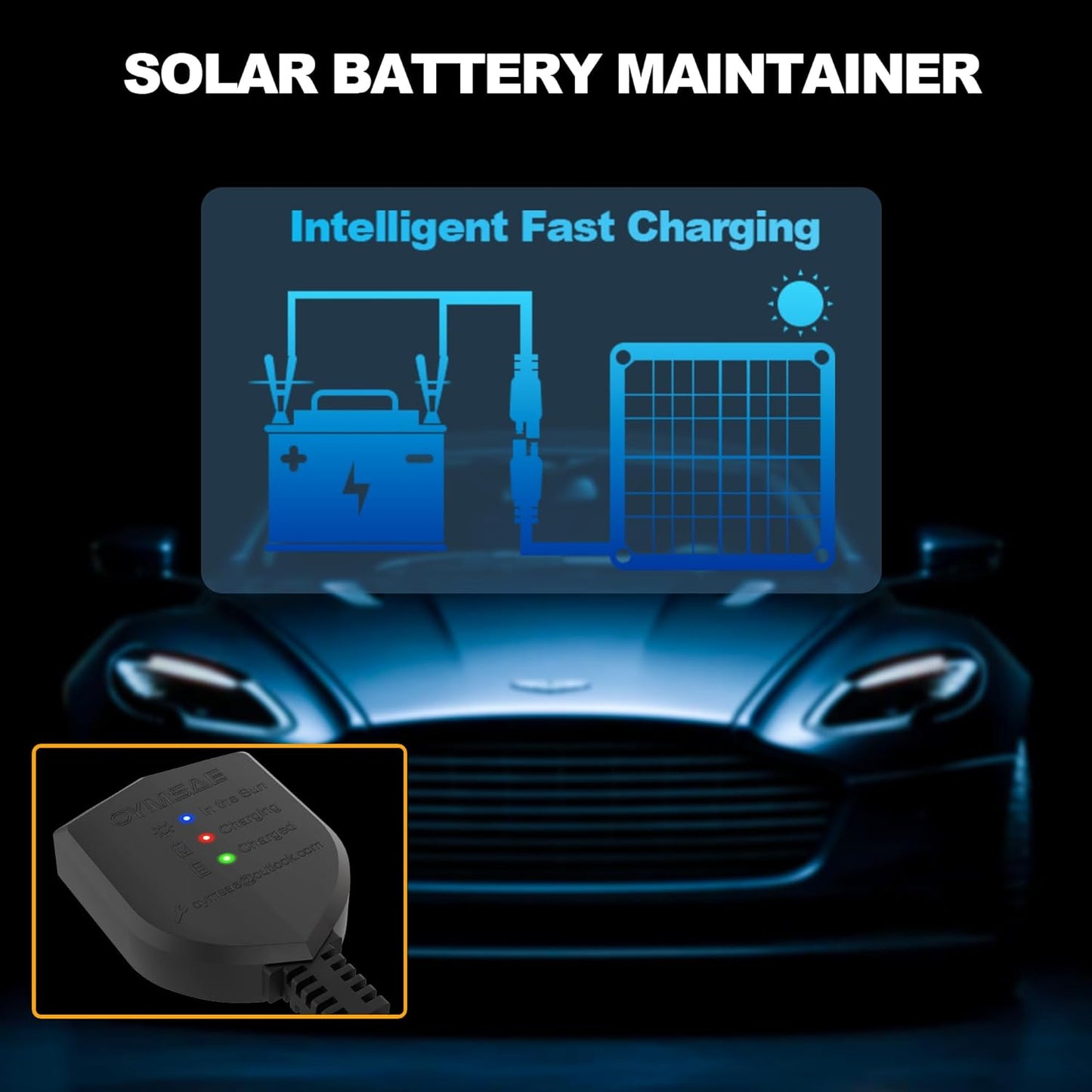 OYMSAE 30W 12V Solar Panel Battery Charger Portable Waterproof Power Trickle Battery Charger & Maintainer for Car Boat Automotive RV with Cigarette Lighter Plug & Alligator Clip