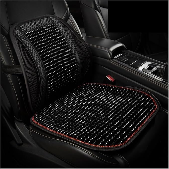 Car Seat Chair Back Cushion for Tesla Model 3 EV Sedan 2025, Wooden Beads Ventilate Mesh Lumbar Brace Strong Durable Relieve Fatigue Summer Interior Accessories,C-Seat pad