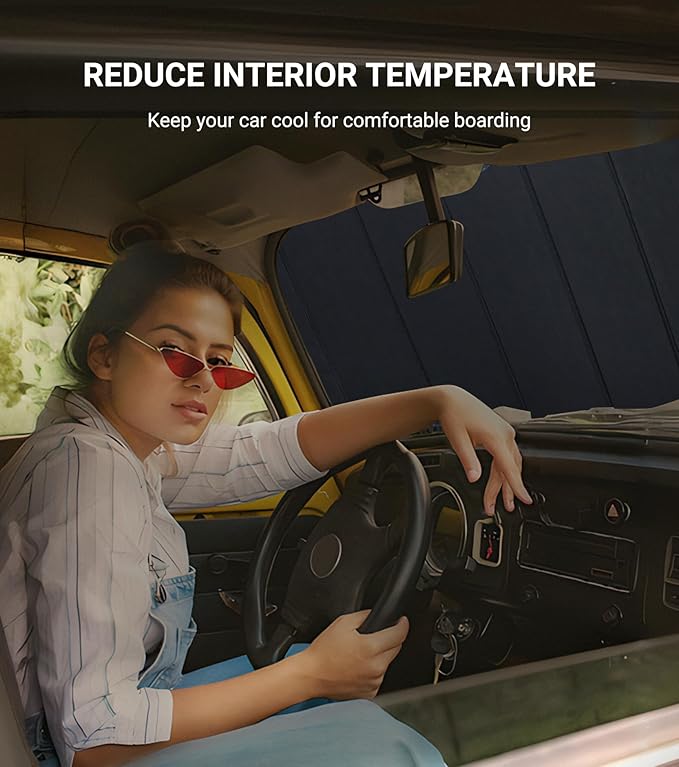Windshield Sunshade for Jeep Wrangler JL 2018-2026, Gladiator 2020-2026 Front Window Shade- Metallic