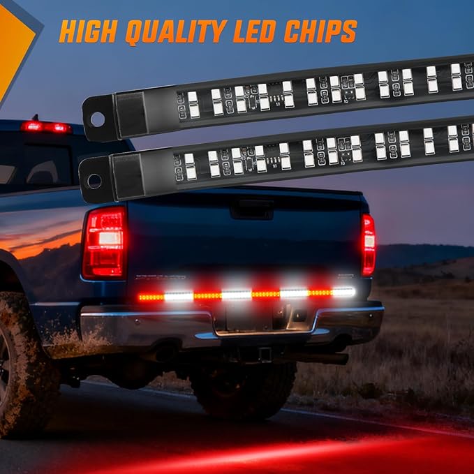 Nilight 60 Inch Emergency Strobe Light Strips with Controller, 384LED Flashing Warning Hazard Safety Rear Window Tailgate Lights for Truck Trailer Construction Plow Pickup Tow SUV Vehicles, Red White