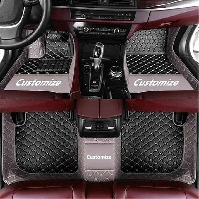 Custom Car Mats All Weather Fit Automotive Floor Mats PU Leather Protector Mat for Most Sedan, SUV, Truck Floor Mats (Black and Gray Side)