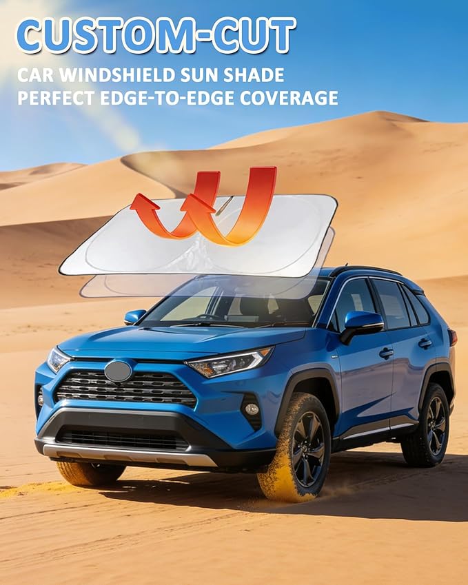 Sunshade for Bronco Sport Windshield Sun Shade for 2025-2021 Ford Bronco Sport 4Door Accessories Foldable Front Window Shield Cover Sun Visor Protector Block UV Rays