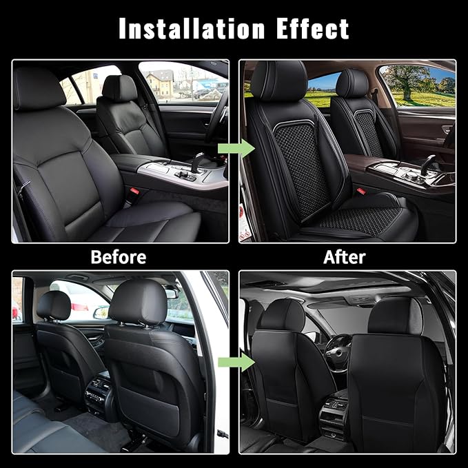 Car Seat Covers Front Seats for Toyota 4Runner 2003-2025 2026, Breathable Cooling Ice Silk Leather Car Seat Covers, 2 Seats Vehicle Seat Protector Seat Cushion Auto Accessories (Black)