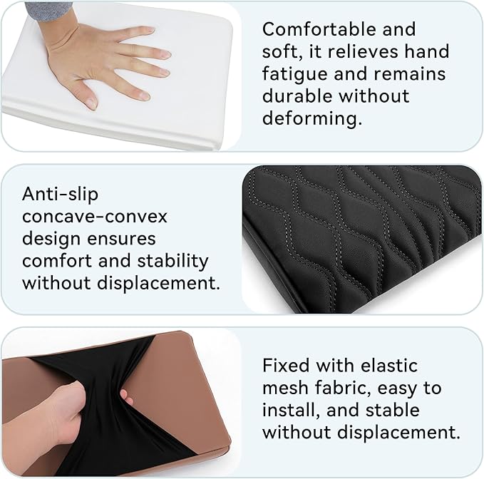 Car Center Console Cover, Leather Waterproof Vehicle Armrest Box Pad, Memory Cotton Comfortable Automotive Interior Seat Box Cushion Protector Accessories, Universal for Most Cars (Beige)
