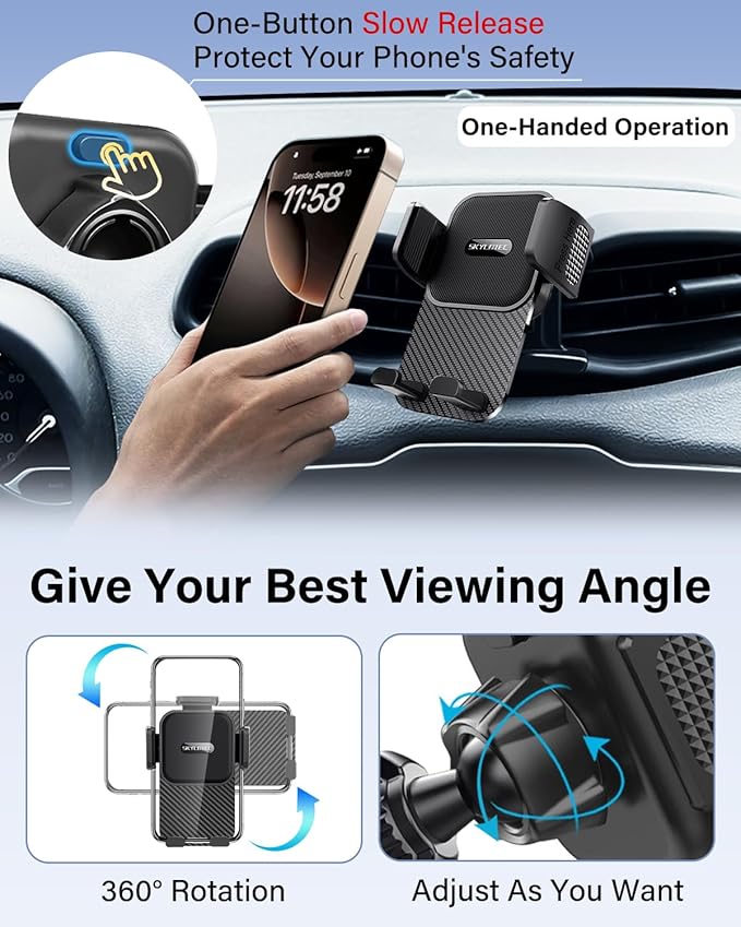 SKYLOTEC Car Phone Holder for Nissan Rogue/Rogue Sport 2014 2015 2016 2017 2018 2019 2020 Accessories Automobile Cradles Phone Mount, Cell Phone Base Not Block Air Vent