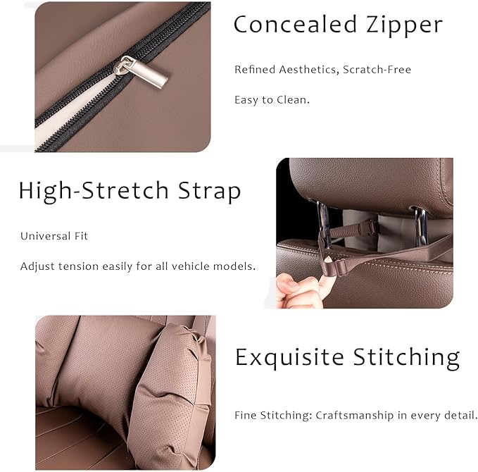 Car Neck Pillow & Lumbar Support for MINI F56 2022-2024 Ergonomic Breathable Mesh Auto Seat Back Cushion Headrest,Brown-Lumbar Support