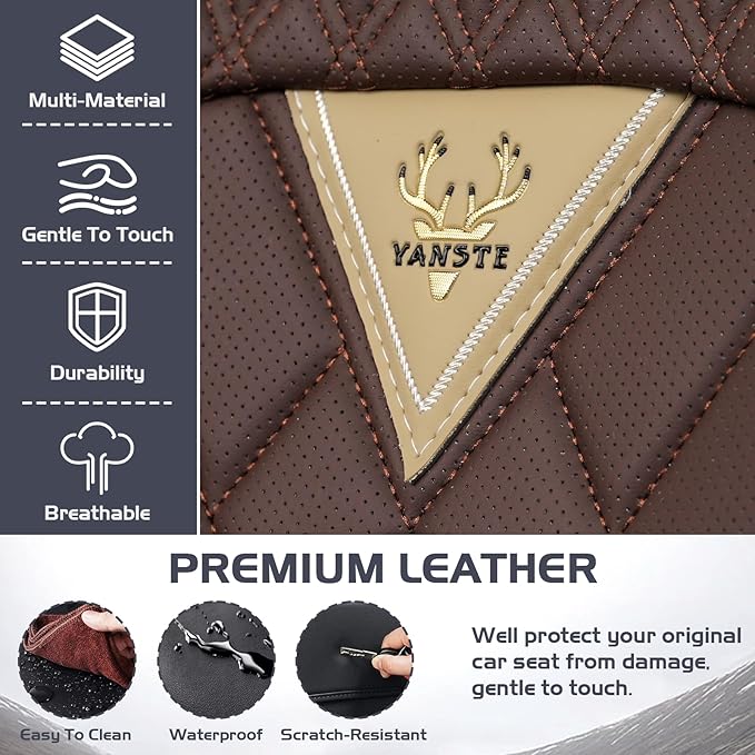Truck Seat Covers for Nissan Frontier 2009-2026, Waterproof Premium Leather Full Coverage Car Seat Cover, Muscle Sport Style Auto Interior Seat Cover Sets (Front Set/Brown Coffee)