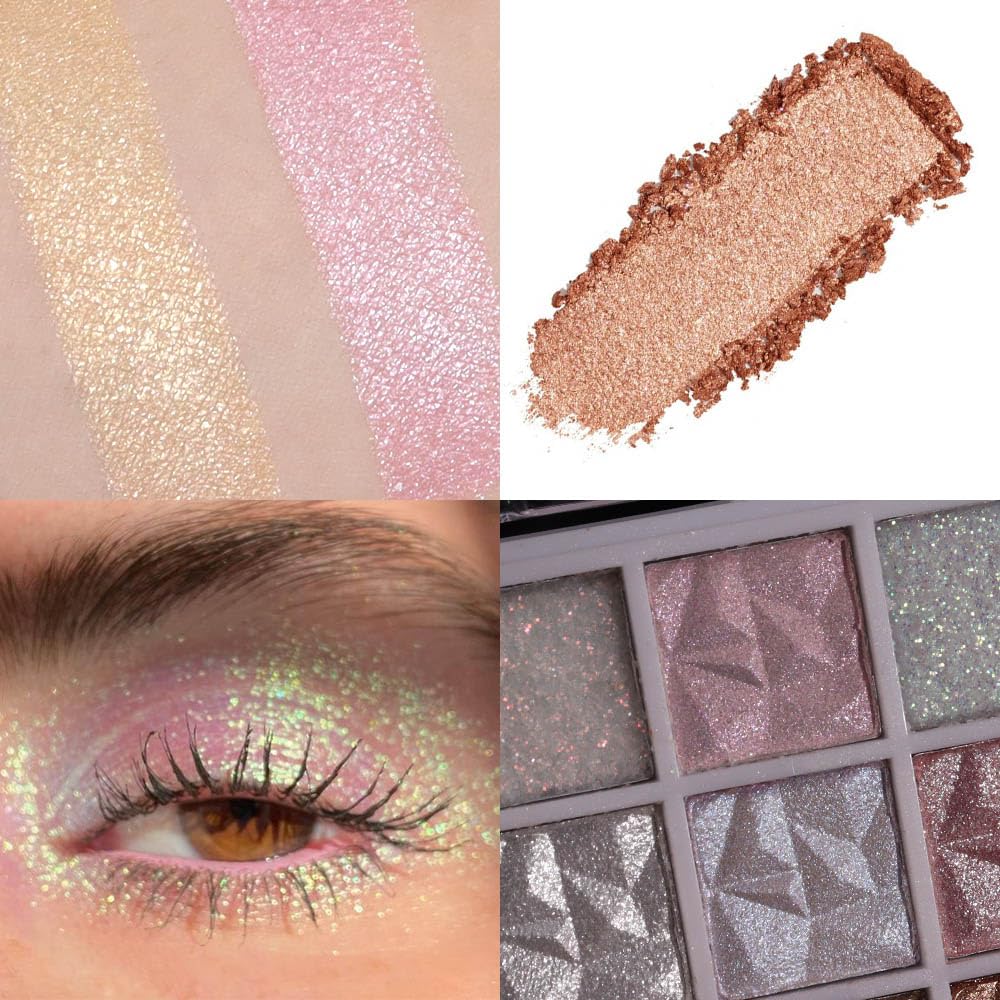 9 Colors Pink Pearl Gold Matte Shimmer Eyeshadow Palette for Eye Makeup,High Pigmented Brown Eye Shadow Primers Powder Palet de sombras de ojos-16#