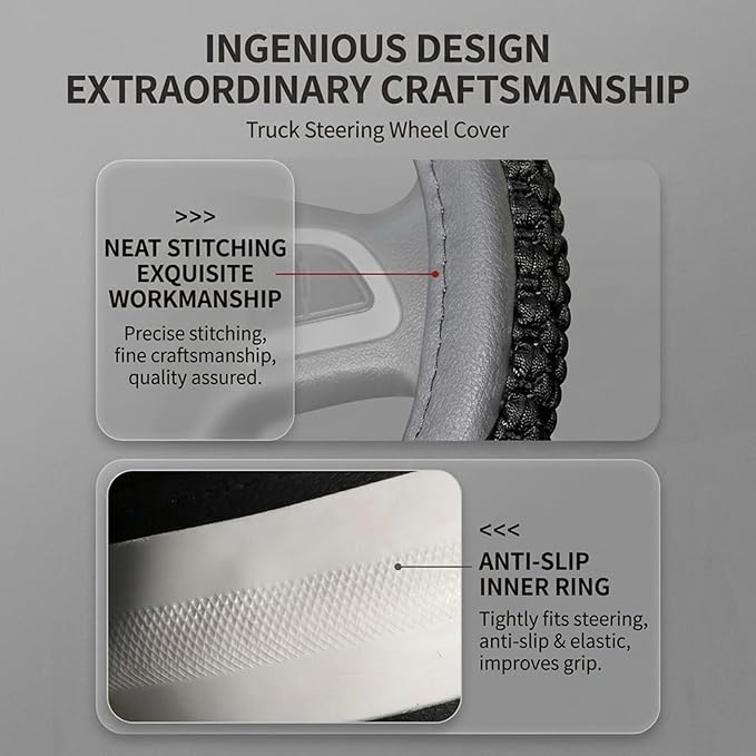 15“16”17“18”19“ 20 Inch Ice Silk Semi Truck Steering Wheel Cover (Black, 15 inch)