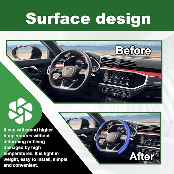 2pcs Carbon Fiber Anti-Skid Steering Wheel Cover, Anti-Skid Steering Wheel Cover/Segmented Steering Wheel Protector/Car Interior Accessories for Men/Women - Durable(Blue)