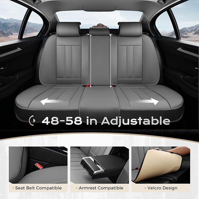 Coverado Car Seat Cover, Cover for Cars Front Seat, Premium Leather, Universal Fit Waterproof Seat Protectors, Car Seat Cushion Non-Slip for Most Cars-Gray