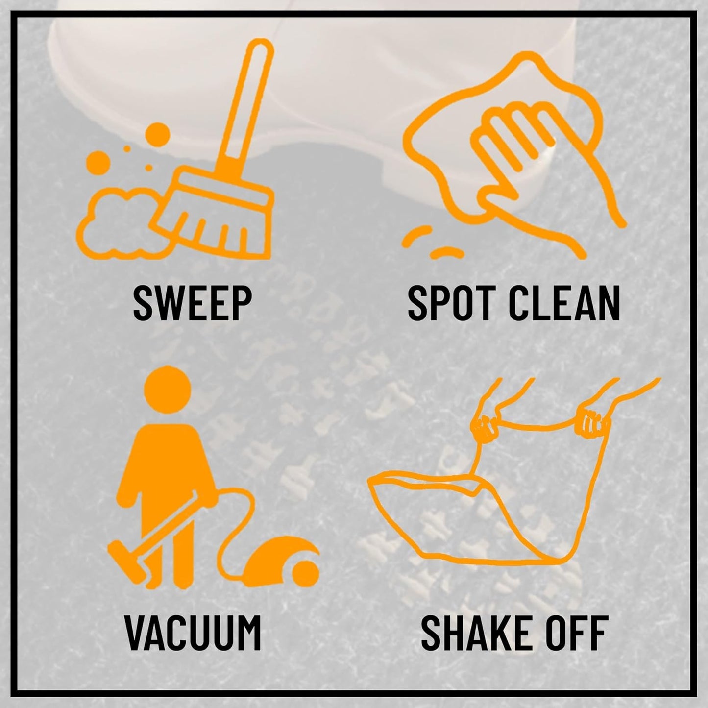 Ottomanson 2' x 11' Hallway Runner with Scraper Pile Extra Durable Non-Slip Rug Mat for Indoor & Outdoor Use - Ideal for Kitchen, Entryway, Patio & Garage - High-Traffic Carpet, Black