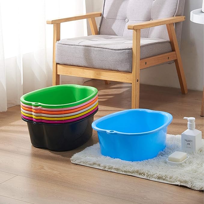 Foot Soaking Bath Basin: Plastic Spa Tub With Massage Dots - Roomy Bucket for Water Spa and Massage (Blue)