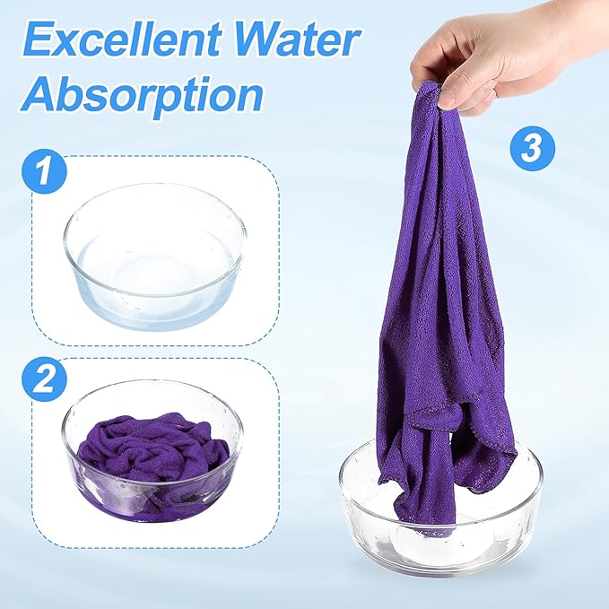 HARFINGTON 2 Pack Microfiber Cleaning Cloth, 24" x 16" Multi-Functional Cleaning Towels Reusable Absorbent Rags for Car Wash Kitchen Household Window Clean, Purple