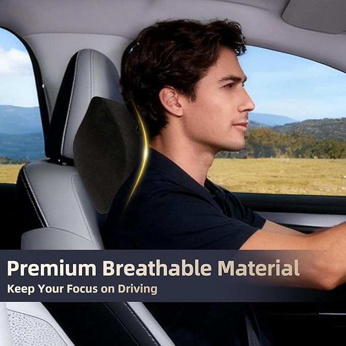 Car Neck & Lumbar Support Pillow Set for Jeep Wrangler, Soft Memory Foam Headrest & Back Cushion, Ergonomic Comfortable Seat Support for Daily Driving and Long Trips Car Interior Accessories