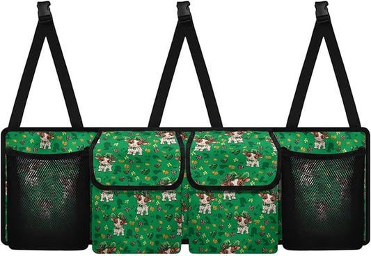 St. Patrick Day Theme Trunk Hanging Storage Bag Cow Trunk Collapsible Cargo Bag for SUVs & Sedans Large Capacity Backseat Car Organizer for Irishman