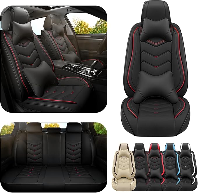 Car Seat Covers for Ford Expedition 2000-2026, Premium Nappa Leather Car Seat Cover, Stylish Sport Seat Covers， Automobile Seat Cover Sets.(Luxury 5 Seats/Black)