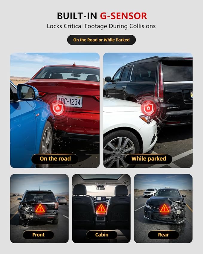 3 Channel Dash Cam, 4K Dash Cam Front and Rear, Dash Camera for Cars STARVIS 2 Sensor Car Dash Cam with HDR Night Vision, 24H Parking Mode Dashcam Built-in 5.8GHz WiFi GPS Loop Recording