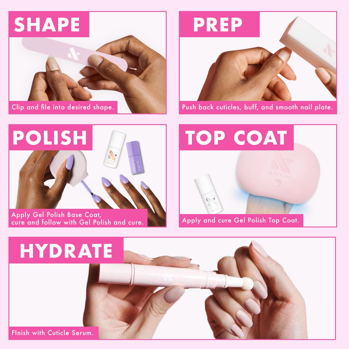 Olive & June Gel Polish | UV LED Nail Lamp Needed | Long Lasting Formula | Up to 21 Days of Wear | Damage-Free Removal | Salon-Quality Manicure, Pedicure at Home | CS | Coral