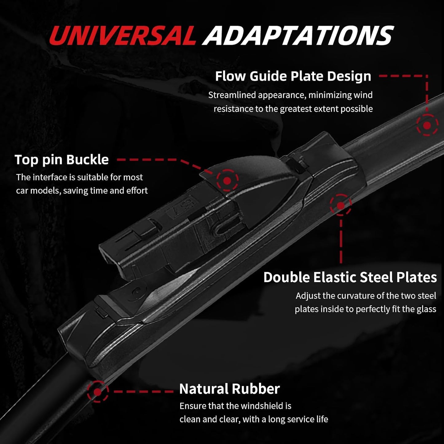 OTUAYAUTO Premium Windshield Wiper Blades - Replacement for Subaru Impreza 17-22, Crosstrek 18-22, All-Weather Performance, Front and Rear Wiper Blades, Top Lock - 26"+16"+12" (Pack of 3)
