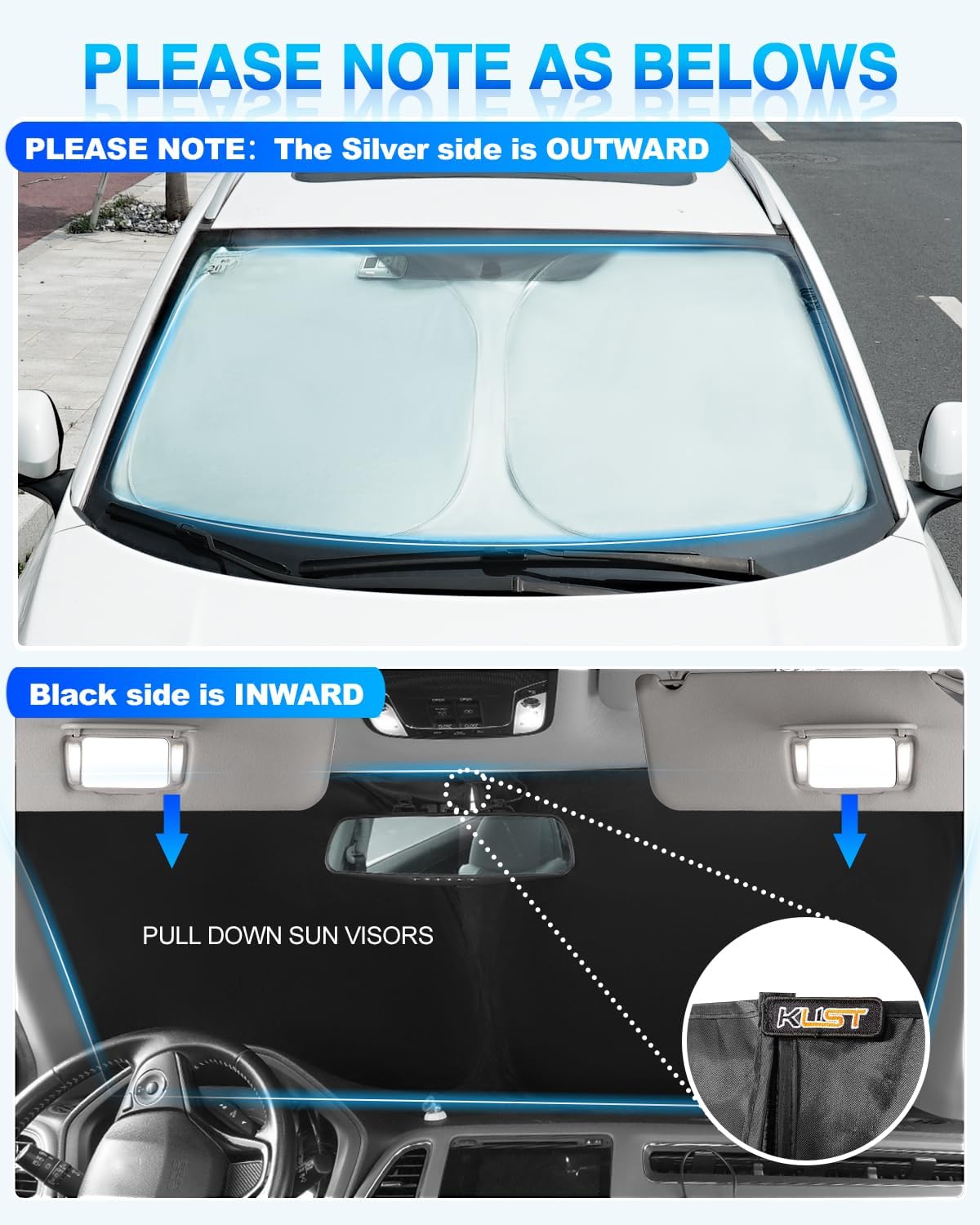 KUST Windshield Sun Shade for Toyota Prius 2023 2024 2025 2026 Window Sunshade Sun Visor Protector Foldable Blocks UV Rays Keep Car Cooler