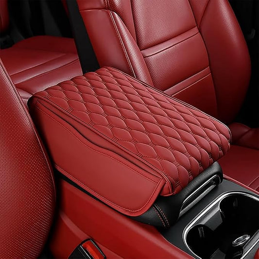Car Center Console Cushion Pad for Kia EV9/EV9 GT-Line 2023-2025, Leather Armrest Box Pad Armrest Cover Arm Rest Cover Pad with 2 Storage Bags Waterproof for Most Vehicles Vehicles SUVs