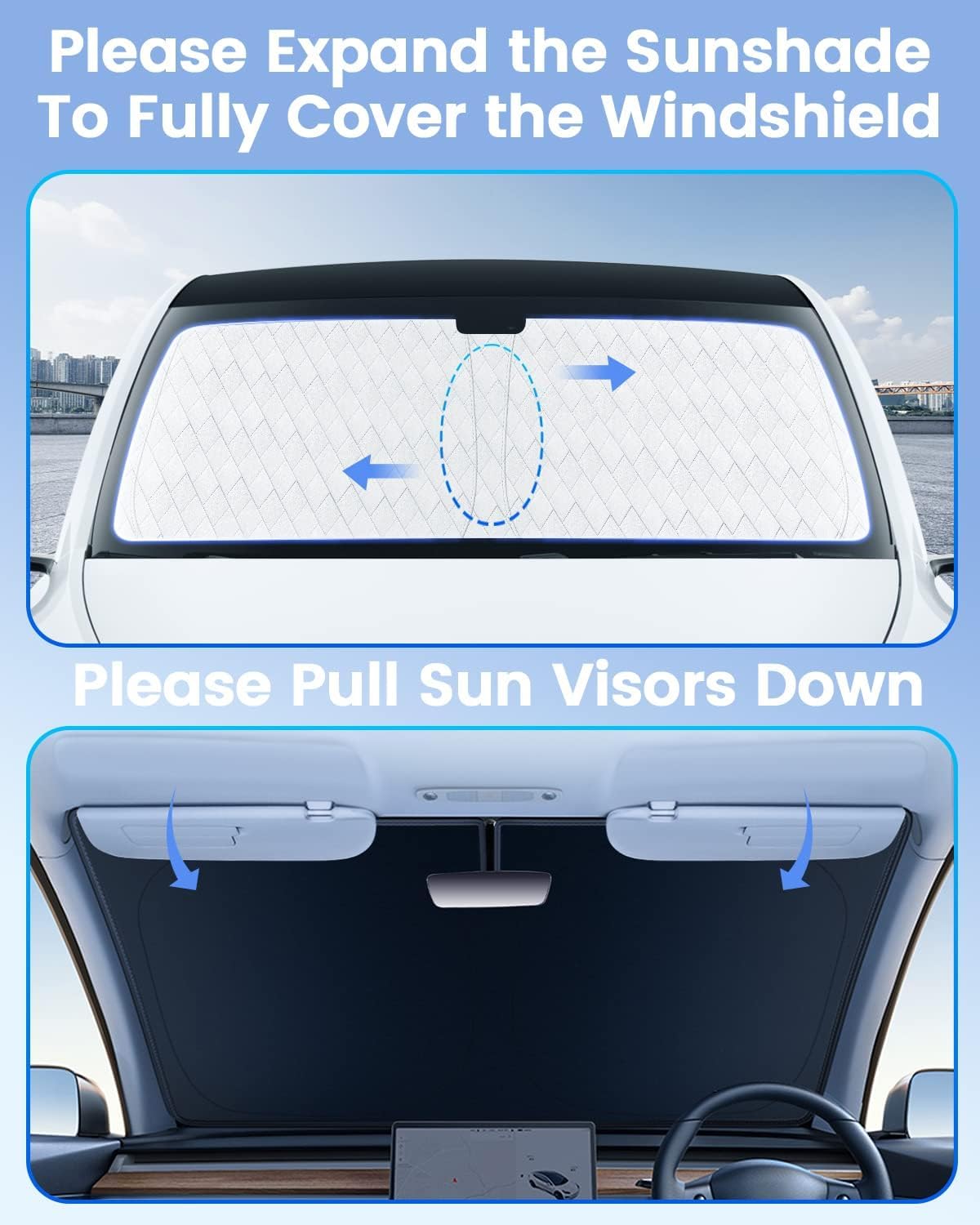 KUST Windshield Shade Custom Fit for Kia Carnival 2022-2024 2025 2026 Sun Shade Front Windshield Sun Visor Foldable Thicker 5-Layer Block Heat and Sun UV Rays