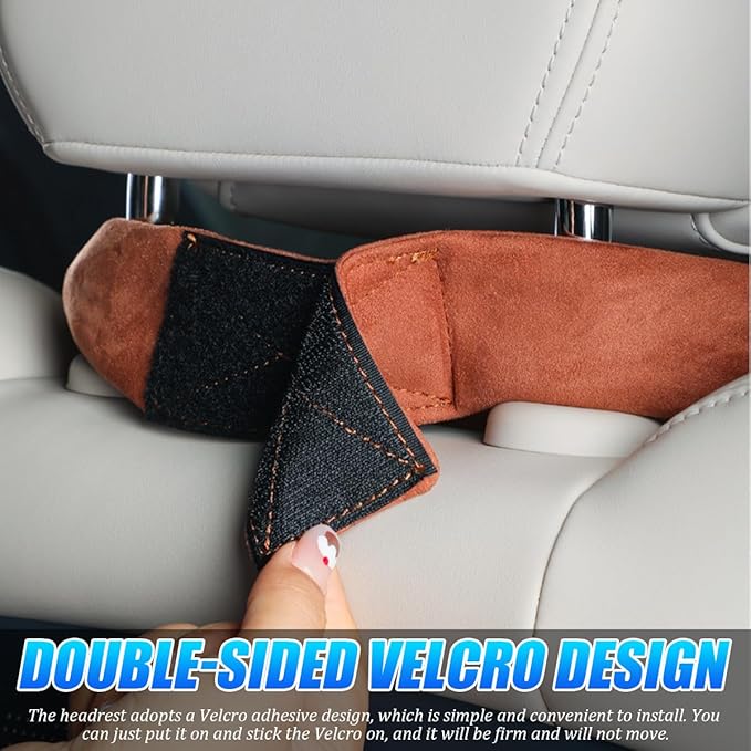 Car Headrest Neck Pillow, Suede Soft Comfortable Vehicle Seat Support Head Rest Pillow Cushion for Driving, Automotive Interior Accessories, Universal for SUV Sedan Truck (Coffee)