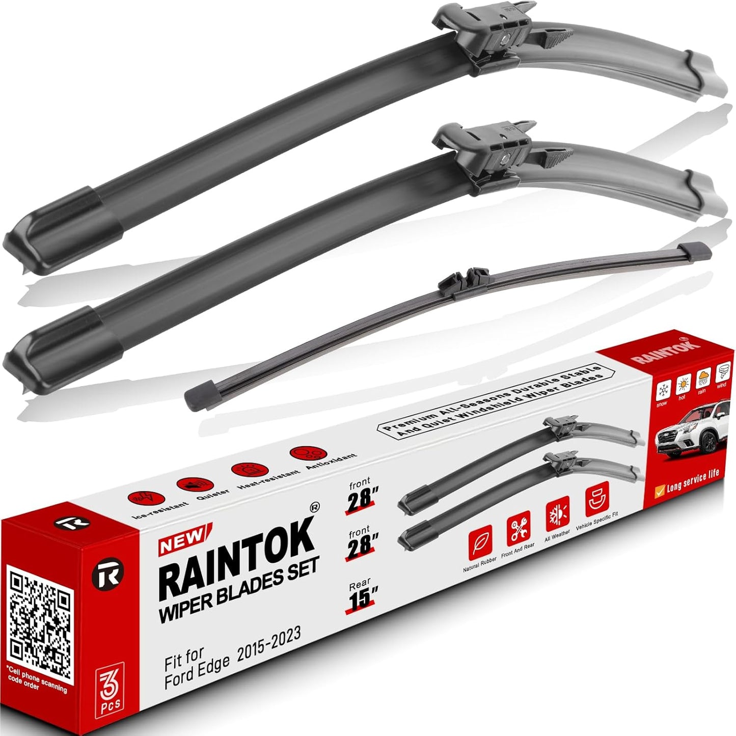 Windshield Wiper Blades Replacement for 2015-2023 Ford Edge Original Factory Quality Front Rear Wipers Blade Set for My Car - 28" 28" 15" (Pack of 3)