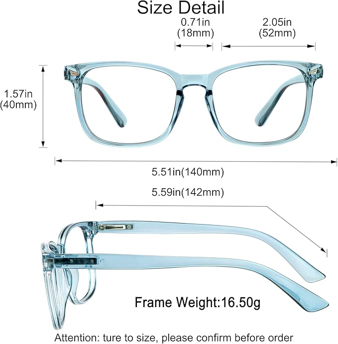 YEIN Bifocal Reading Glasses with Blue Light Blocking Lenses, Bifocal Reader for Women and Men, Vintage Square frame with Spring Hinge (+0.00/+2.00 magnification)