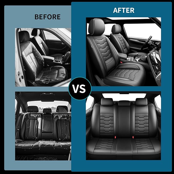 Fit Kona Car Seat Covers for Select Hyundai Kona 2018-2025 2026. Premium Leather, Waterproof， Breathable, Scratch-Resistant & All-Weather Seat Cushion Protector (Front Pair, Black)