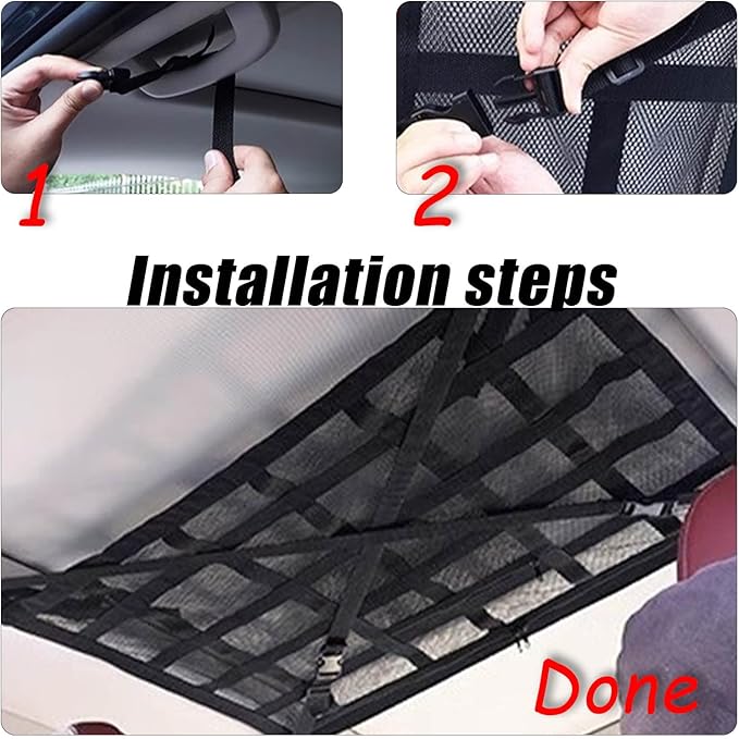 Overhead Car Organizer, Compatible with Ford F-150 XL/Raptor 2010-2025 Car Roof Storage Net Universal Car Ceiling Storage for Camping Storage Bag,Beige-Large