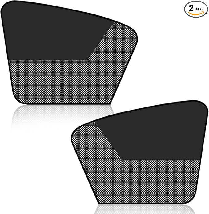 Car Front Side Window Sunshade, Magnetic Automotive Windshield Privacy Curtain with Half Shade, Mesh Sun Protection Cover Blocks Heat, Glare, UV Rays for Driver Passenger (Front)