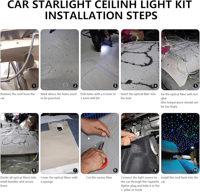 Starlight Headliner Kit,Twinkle + Music Sync Dual Color Fiber Optic Star Ceiling Lights with APP Remote Control, RGBW Star Lights for Car/Home Ceiling Decor, 900pcs 9.8ft