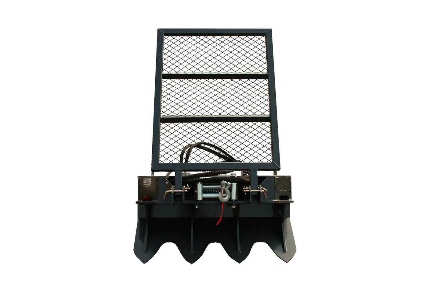 7.5T Skid Steer Winch, 93 FT Steel Cable Forestry Logging Winch, 15000 LB Pulling Capacity, Manual Clutch, Ground Stabilizer Jaw, Safety Screen