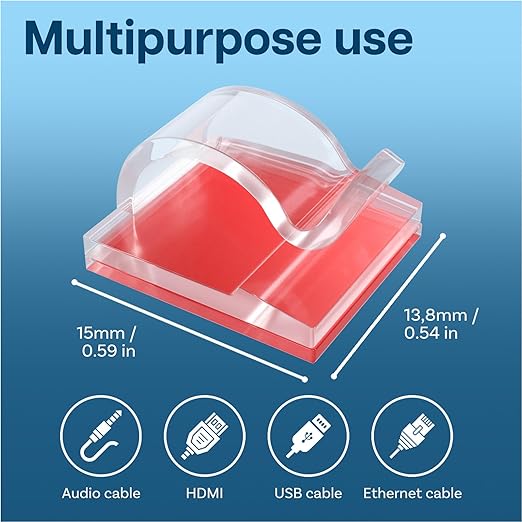 MMOBIEL 60pcs Self Adhesive Cable Clips – Wire Holder Clear Hooks Cord Organizer – Cable Management for Under Desk, Wall, Car, Office, Electrical Wires etc. – Wire Organizers Diameter 0.26 inch