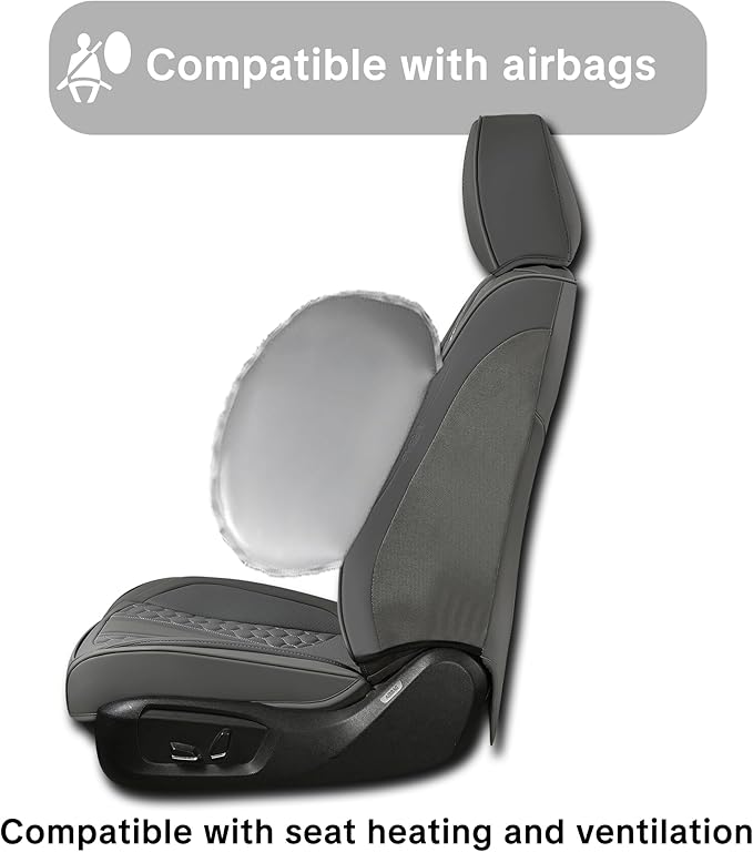 Gray Car Seat Covers for Ford Bronco Sport 2021-2025 Car Seat Cover, Leather, 5 Seats Full Set, with Lumbar Support, Anti-Slip, Beautify Interior, Beautify The Interior of Old Cars